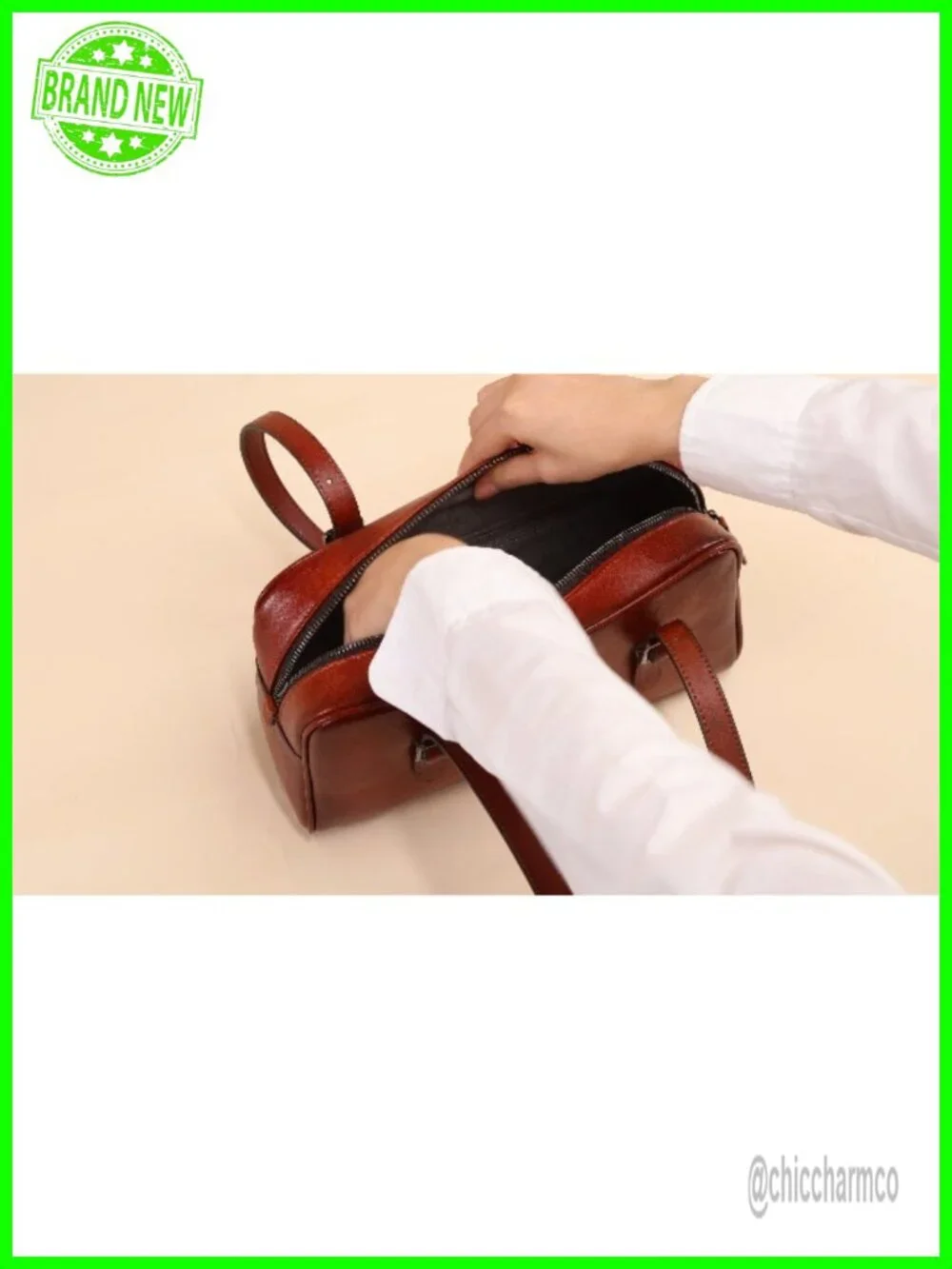 Genuine Full-Grain Leather Hobo Tote Bag, Adjustable Shoulder Strap, Clutch